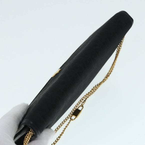 Christian Dior Trotter Canvas Chain Shoulder Bag Black Gold Auth 90397 - Picture 6 of 16